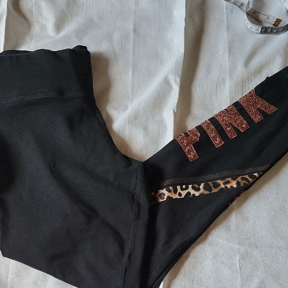 Black Leggings with Leopard Print Accents - Picture 3 of 6